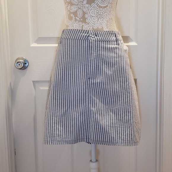 F21 Plus Size Blue & White Striped Skirt - Picture 3 of 6